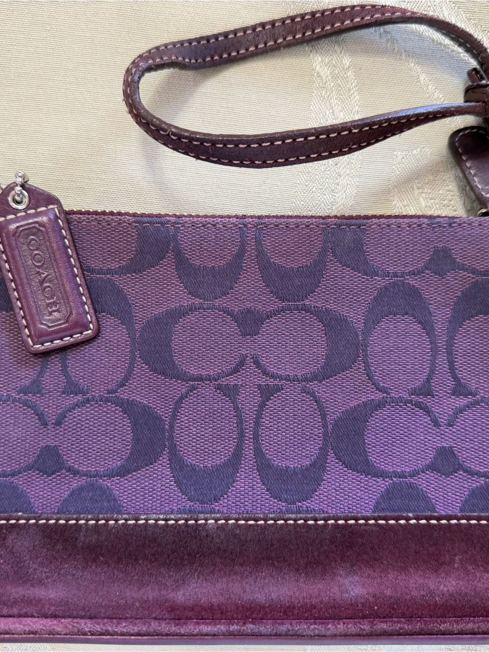 Vintage Y2K Coach Hampton Demi 6094 Purple Signature Suede Bag